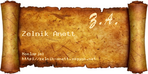 Zelnik Anett névjegykártya